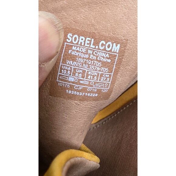 Sorel Nadia Women's Yellow Leather Open-Toe Slip on Block Heeled Sandals Size 10 - Picture 10 of 12